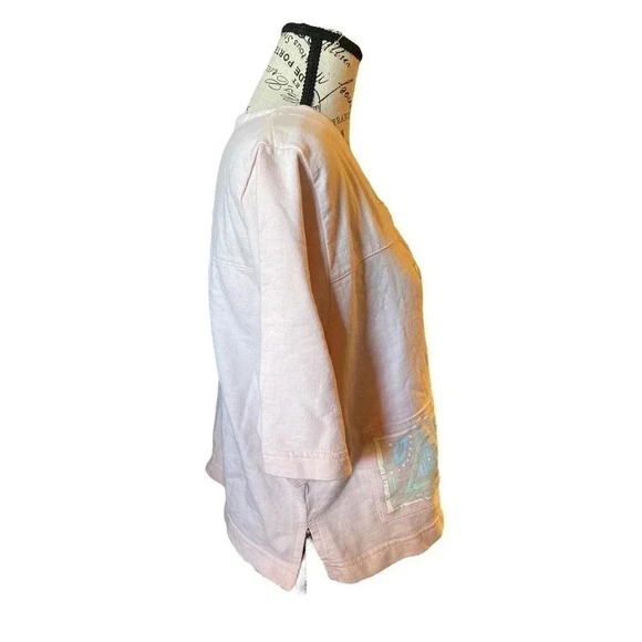 DELICATES SPA SIZE SMALL PINK BUTTON UP CROP SHIRT - Picture 2 of 4